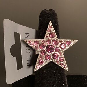 Pilgrim Pink Crystal Star Ring, adjustable